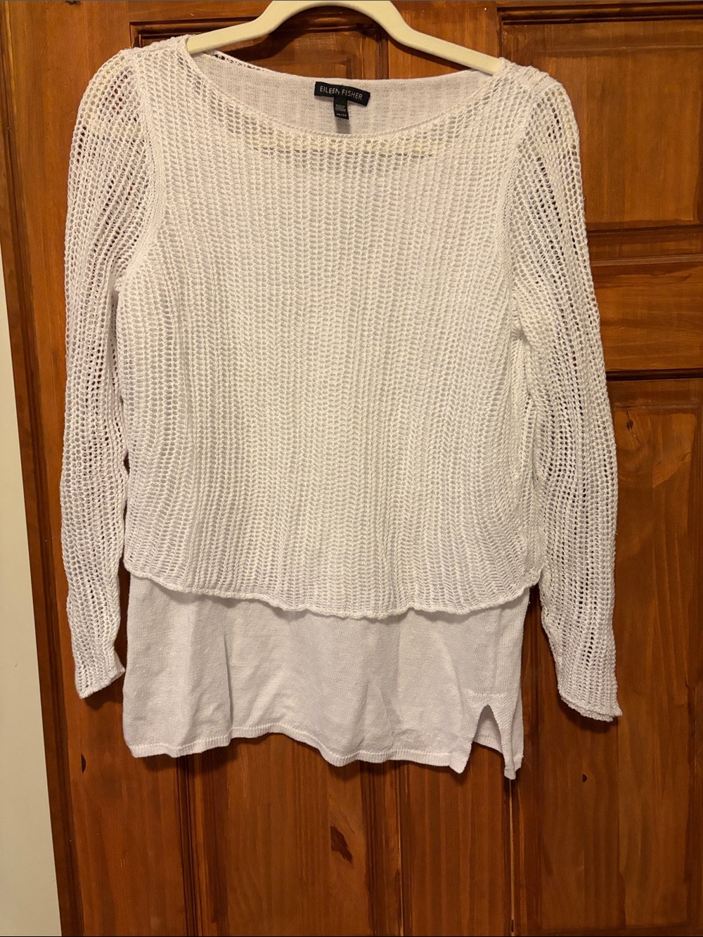 Eileen Fisher White Layered Knit Top